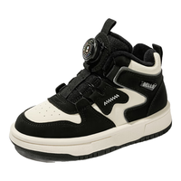 百丽童鞋男童旋转扣高帮板鞋加绒保暖儿童运动鞋冬款23女童二棉鞋 神秘黑 28 适合脚长约17-17.6cm