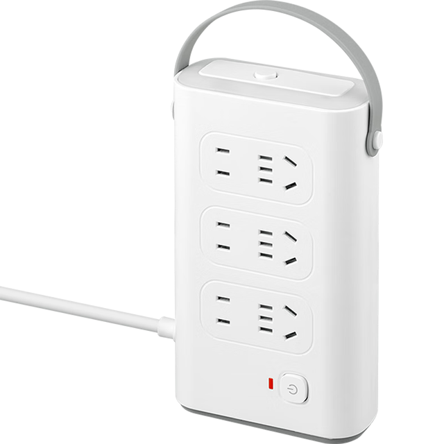 阿乐乐可 立式三层USB/T插线板/插排接线板/拖线板 带过载保护+总控+夜灯+手提带 3USB总控1.8米+夜灯+提手