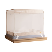 美朵嘉【Air】A类家用婴儿防摔围栏蚊帐三开门浅米色1.2米【网眼加密】 2025【单独蚊帐】-浅米色
