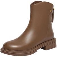 百丽 粗跟弹力靴女靴子冬季加绒瘦瘦靴休闲短靴子