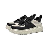 皓顿（HAUT TON）鞋子男真皮板鞋2024厚底增高小白鞋男士百搭休闲男鞋 黑白色 39 -适合运动鞋40码