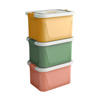 星优衣物收纳箱塑料杂物储物箱手提式带锁扣整理箱 16L 黄绿红 3个装 18L 3个装【34.5*25.8*20.5cm】