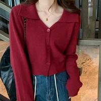黛尔佳人 毛衣外套针织开衫春秋穿搭翻领高级感洋气上衣女