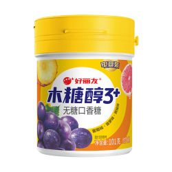 好丽友 木糖醇3+ 无糖口香糖 3口味 101g（葡萄味+西柚味+菠萝味）