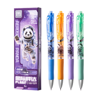 得力 星际胖达速干顺滑ST头按动中性笔 双球珠中性笔刷题笔 0.5mmST头黑色4支SA702