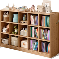 锦需全实木书架落地置物架家用靠墙收纳柜子储物柜家用书柜格子柜 3层15格款150x30x93cm