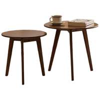 原始原素实木小茶几简约小户型角几北欧客厅圆形边几