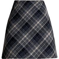 MJ STYLE呢子格子半身裙女2025春秋高腰显瘦开叉包臀中长裙子咖啡色XL XL 体重120-130斤