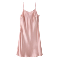 金三塔 真丝睡裙桑蚕丝蕾丝性感战袍v领夏季吊带裙 桃盈粉 L