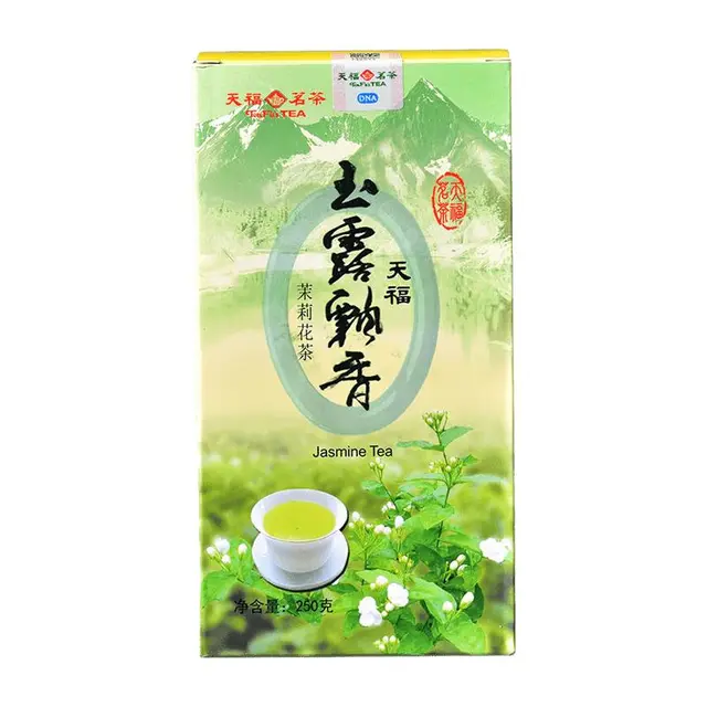 天福 茉莉花茶 玉露飘香 四川花草茶 绿茶春茶窨制鲜灵甘润盒装下午茶