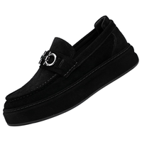 U7品牌男鞋冬季真牛皮皮鞋开车一脚蹬乐福鞋舒适软底男士豆豆鞋 1818766黑色（牛皮） 41（标准皮鞋码）