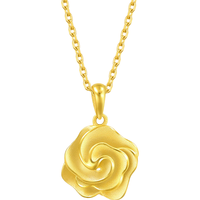 周生生黄金幸福花语玫瑰花挂坠不含素金项链72931P计价3.15克