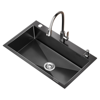 松鲸304厨房水槽大单槽台下盆 锈钢洗菜盆一体盆 洗菜池洗碗槽水池盆 B套餐-配抽拉龙头+皂液器 小米粒压纹68*45cm