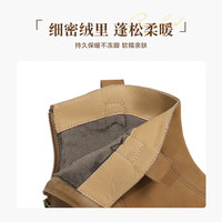 百丽（Belle）复古擦色时装羊皮靴女2025冬真皮粗跟短靴E5S1DDD5 米白色-绒里 41