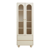 林氏家居落地实木脚书柜带柜门玻璃储物柜一体小户型置物靠墙木业UN1X 0.6m高书柜