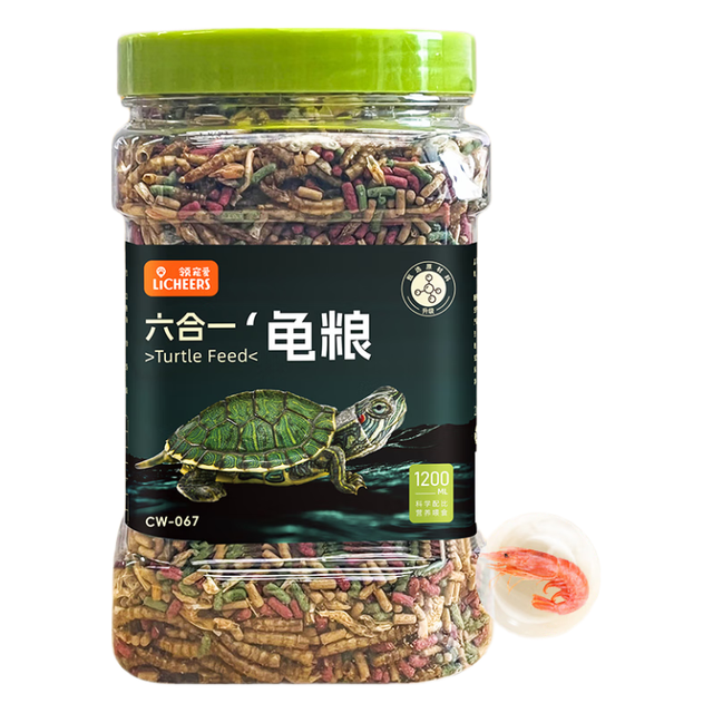 领宠爱 龟粮乌龟饲料1200ML巴西龟小草龟虾干鱼干六合一大颗粒粮食