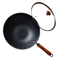 老饭骨 熟铁锅炒锅不易生锈 30cm无副把铁锅