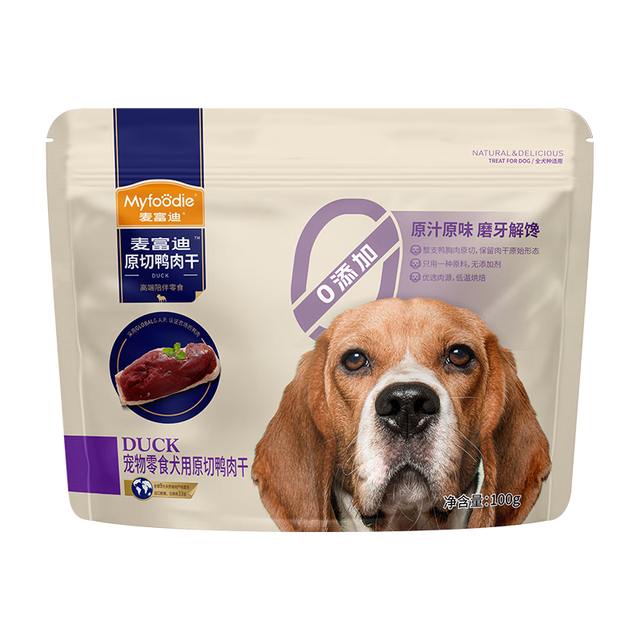 麦富迪 狗狗零食 宠物零食肉干肉条成犬幼犬通用训狗励零食 原切鸭肉干 100g