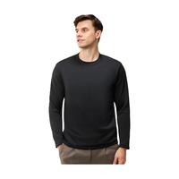 羽绒内胆黑长色袖男t恤卫衣男2025打底毛衣冬季上衣加绒加厚