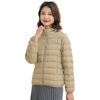 雅鹿轻薄羽绒服女短款连帽2022秋冬新款90绒轻便外套K 黑色 170/XL