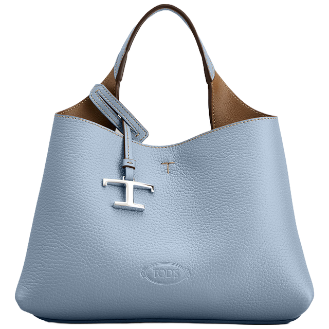 TOD'S 女士迷你皮革手提包托特包 蓝色