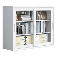 ROCK FILE 洛克菲勒 办公柜钢制铁皮柜文件柜灰白色高925宽1180深400玻璃移门