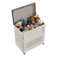 HAIXIN免安装翻盖折叠储物箱 儿童玩具收纳卧室玄关户外收纳箱 【123L带盖防尘】奶白灰2只装