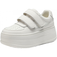 百丽 简约魔术贴小白鞋女2026春新厚底增高百搭休闲板鞋B3007AM6 米白 38 (240mm)