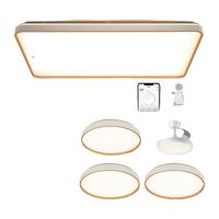 公牛（BULL）LED吸顶灯 北欧现代简约客厅卧室书房超薄灯具 MX-C108U-BD灿彩客厅灯+卧室灯x2 灿彩108W智能+24W*3普通+风扇灯