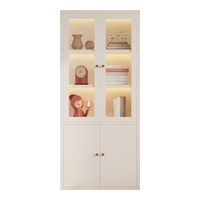 盛耐1.8米高钢制书柜储物柜儿童玩具柜阳台卧室带门组合置物柜子 白色大器1.8米70宽钢化玻璃款