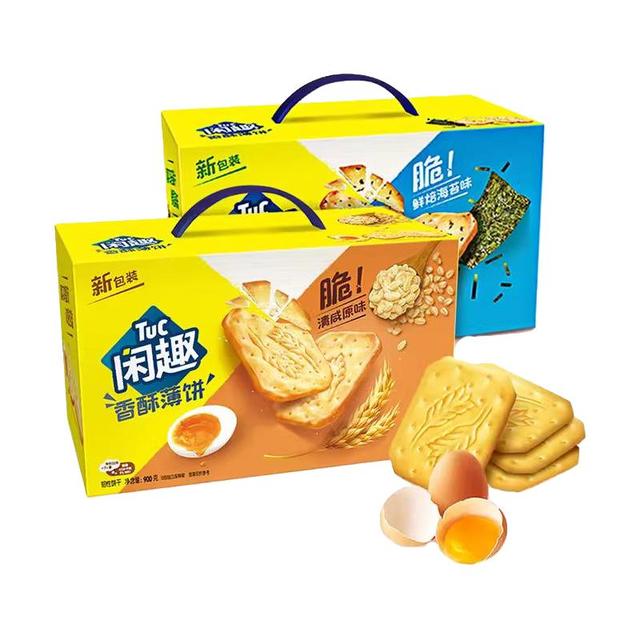 闲趣 经典原味咸味薄脆饼干营养早餐休闲零食大礼包整箱囤货1800g