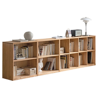 源氏木语实木书柜现代简约收纳柜子储物柜家用书架落地置物架书房 (橡木原木色C款1*2格)书柜
