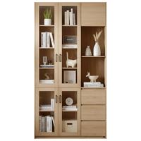 全友【迷瞪】126393带门书柜落地储物置物玻璃柜手办展示柜靠墙 【象牙白】三门书柜B