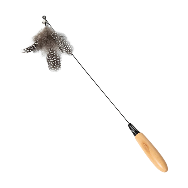 憨憨乐园 CFA赛级木柄弹簧逗猫棒珍珠羽毛铃铛可拆卸替换头耐用猫玩具 赛级逗猫棒