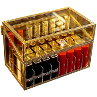 KAMAN 口红收纳盒防尘网红桌面装化妆品的盒子带盖多格整理唇釉口红架 18格防尘带把手