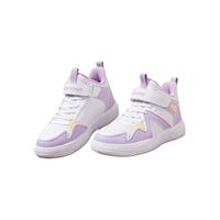 乔丹QIAODAN童鞋女童板鞋高帮魔术贴2024秋季软底皮面儿童运动鞋 乔丹白/烟雨紫 36码