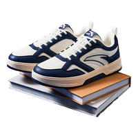 ANTA安踏板鞋男鞋夏季厚底透气小白鞋耐磨校园潮流舒适百搭休闲鞋 深航海蓝/象牙白-3 6.5(男39)