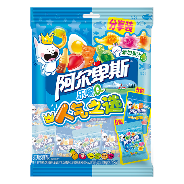 阿尔卑斯 儿童水果橡皮糖果零食 乐嚼分享软糖200g