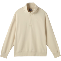 彪马(PUMA)2024秋男女宽松复古休闲半拉链加绒立领长袖卫衣套头衫632293 雪白色-87 XL (185/104A)