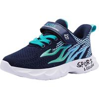 HOBIBEAR 哈比熊 童鞋春秋季儿童运动鞋男童鞋中大童休闲鞋透气飞织网布鞋男童运动鞋GS7553 深蓝/藏青34码