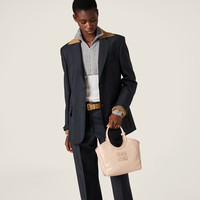 MiuMiu缪缪女士IVY牛皮革中号手提包斜挎包 裸粉色