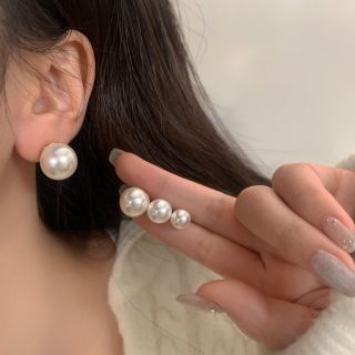 XIYOOMI SHI 简约正圆珍珠耳钉女 韩国轻奢洋气耳环 高级感气质防过敏耳饰品