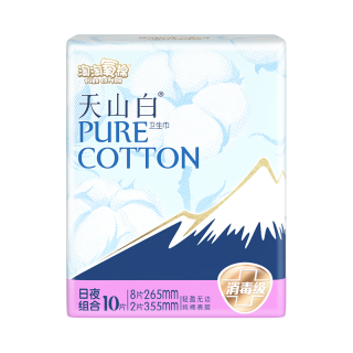 淘淘氧棉 天山白纯棉消毒级日夜用组合卫生巾10片京东自营