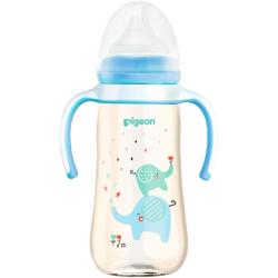 贝亲 经典自然实感系列 AA170 PPSU双手柄彩绘奶瓶 330ml 蓝色小象 L