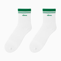 ellesse小贝壳运动中筒袜两双装春夏秋冬男女篮球训练袜 白色 M