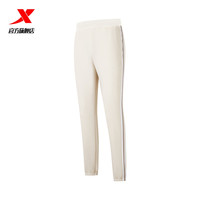 特步运动卫衣卫裤男款针织加绒保暖运动裤长裤圆领卫衣运动套头衫 明月白/珍珠白-女针织0071 S