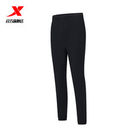 特步运动卫衣卫裤男款针织加绒保暖运动裤长裤圆领卫衣运动套头衫 正黑色-女针织0172 3XL