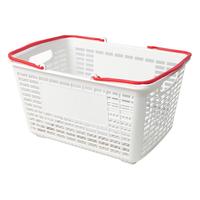 海斯迪克 hs-207 超市购物篮 加厚手提零食篮塑料篮双手柄提篮 红色柄1个 红色柄【440*310*233】