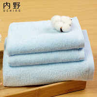 有券的上：Uchino 内野 毛巾纯棉洗脸毛巾男士女士擦脸吸汗舒适家用炫沄柔软毛巾TG 蓝色 1条 252g 浴巾60cm*120cm