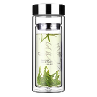 富光双层玻璃杯大容量办公杯男女便携水杯子带把手泡茶杯子家用水杯 直杯320ml